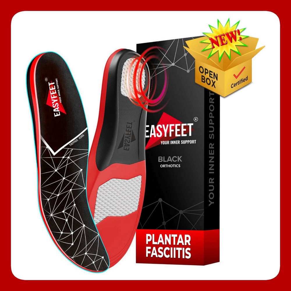 EASYFEET Plantar Fasciitis Orthotic Insoles High Arch Support Size S Black shoe